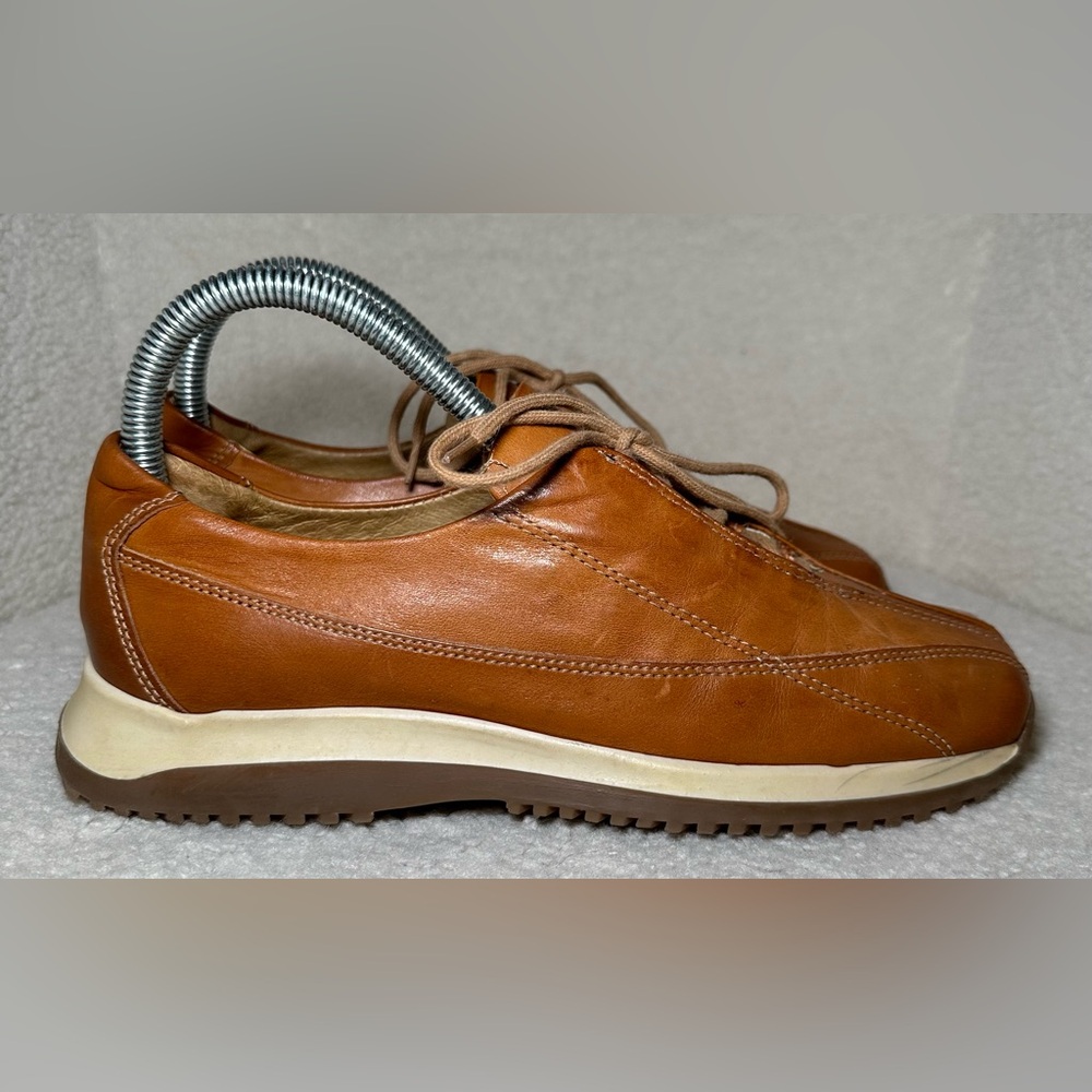 Antica Cuoieria Italian leather sneakers brown‎ tan retro style low profile 6.5